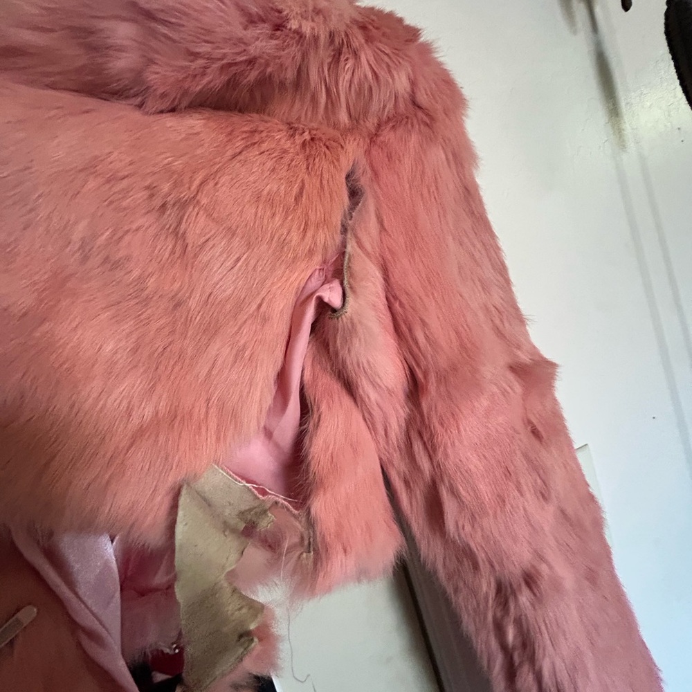 Pink Rabbit Fur Cropped Jacket - Picture 5 of 8